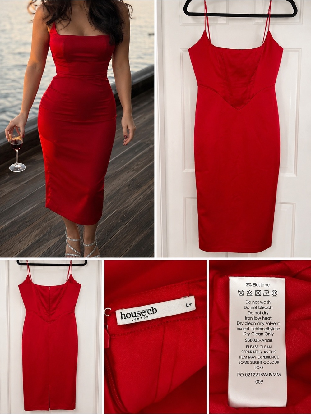 House of CB Anais Red Midi Dress L+